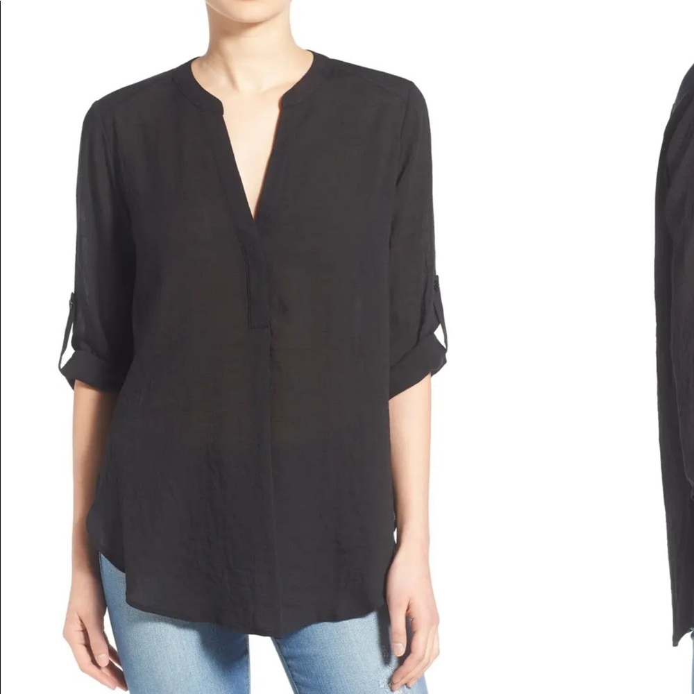 NORDSTROM BP LUSH Black Woven Tunic XS Extra Small